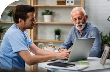 a caregiver provides specialized care and support to an elderly man